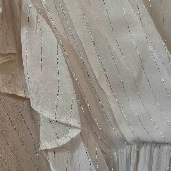 Anthropologie Maeve Peasant Top - Cream and Metallic Silver - Size 4 - NWOT - Picture 5 of 8